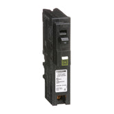Schneider Electric Homeline 15A CAFCI breaker front view showing compact plug-on-neutral design