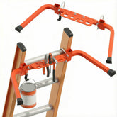 Scoopify Ladder Stabilizer with roof extension protects gutters during safe roof work.