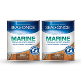 Seal-Once Marine Ready Mix bottle close-up showing easy application and clear coating