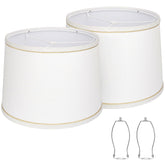 Seaside Village lampshades set 2 top view shows white fabric for a warm glow in any room