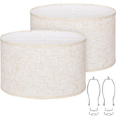 Seaside village oval lamp shade set of 2 linen texture close-up for soft warm lighting
