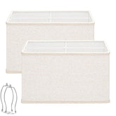 Seaside Village rectangle lamp shade 16x8x10 on a table lamp with soft beige linen.