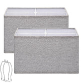 Seaside Village rectangular gray linen lamp shade, side view, highlighting its generous size.