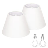Seaside Village small white fabric lampshades on a compact table lamp for a soft glow.