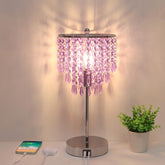 Seaside Village USB bedside crystal lamp with shimmering crystal shade casting romantic wall shadows
