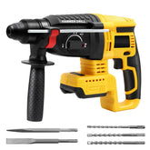 Securitoday cordless SDS hammer drill kit in carrying case for portable job sites and easy storage.