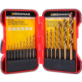 SEDIANAS cobalt drill bit set in case, ideal for hardened metals and stainless steel.