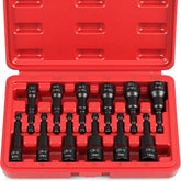SEDY 12-piece magnetic nut driver set laid out with SAE and metric bits.