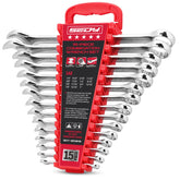 Sedy 15-piece SAE wrench set laid out for fast size selection and easy access