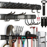 SEDY 64in heavy-duty wall-mount rack with adjustable hooks for organized garage storage.
