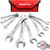 SEDY 9-Piece Super Thin Open-End Wrenches with roll-up pouch enable organized on-the-go repairs.