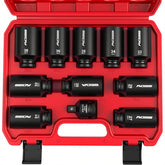 SEDY deep-drive socket set closeup in chrome molybdenum steel for high-torque durability.