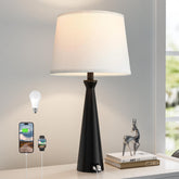 Seealle single modern table lamp conical base enhances bedside style with stable support.