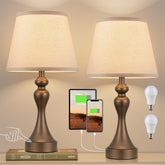 Seealle touch lamps on a nightstand with brown-oat base provide warm adjustable lighting.