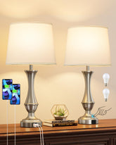 Seealle Upgraded Touch Lamps nightstand base with USB-C port for convenient charging.