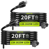 Seeklyze 16ga 20ft extension cord two pack for indoor power