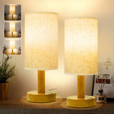 SEENSINY small cordless bedside lamp with wooden base for cozy mood lighting