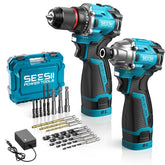 Seesii cordless drill and impact driver blue for precise home projects.