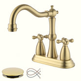 Senhozi antique brushed-gold faucet with 360-degree spout for versatile bathroom use