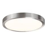 Senroyal 10-inch LED flush mount with brushed nickel disk and glass diffuser for even light.