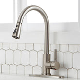 SHACO kitchen faucet pull-down sprayer in brushed nickel enables versatile sink cleaning