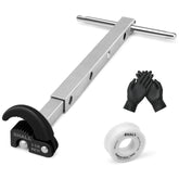 SHALL basin wrench with extendable handle 10–17 inches for hard-to-reach fixtures.