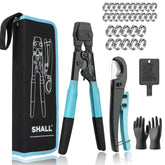 SHALL Pex crimp tool cinch in action with durable jaws for secure clamps.