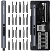 Sharden mini electric screwdriver with 24 bits in a portable case for quick repairs.