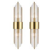 Shawnkey 2-light wall sconce in brushed titanium gold enhances ambient living room lighting