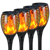 SHEDALED upgraded solar torch lights flame close-up with bright, realistic flicker.