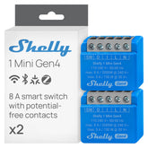 Shelly 1 Mini Gen4 front view, compact smart relay for hidden installations.