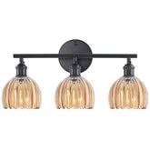 Shenmoyl amber tulip glass shade wall light adds warm bathroom ambiance.