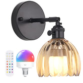 Shenmoyl vintage wall sconce with amber tulip glass shade for warm ambience.