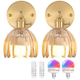 Shenmoyl vintage wall sconce with amber tulip shade for cozy bedroom ambience