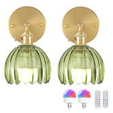 Shenmoyl vintage wall sconce with green tulip glass shade enhances ambience