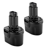 Shentec 2-pack 7.2V battery front view compatible with Dewalt tools
