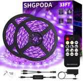 SHGPODA 33ft blacklight strip illuminates posters with vivid fluorescence for parties