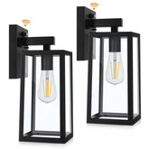 SHINE HAI dusk-to-dawn lantern front porch view demonstrating weatherproof finish.