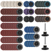 Shineboc 104pcs sanding discs set for versatile grinding and finishing on metal and wood.