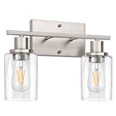 ShineTech 2-Light bathroom fixture with clear shade for even illumination.