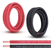 Shirbly 1/0 gauge battery cable full-length view with red and black leads for versatile power setups