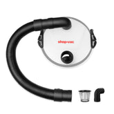 Shop-Vac dust collector and 5-gallon bucket setup showing easy disposal.