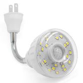 ShopN5 LED motion-activated night light plugged into outlet for doorway illumination.