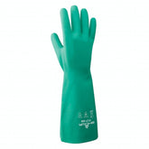 SHOWA 727 nitrile glove with dry-work surface showing abrasion resistance.