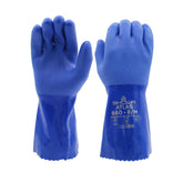 Showa Atlas 660 triple-dipped PVC glove close-up showing flexible coating and chemical resistance