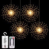 SHUKAN 4-pack 800 LED starburst lights on flexible copper wire for outdoor decor.