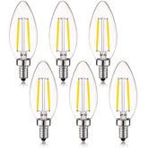 SHUWDKAR 2W LED candelabra with clear filament for vintage chandeliers.