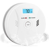 SHYEEH CDR-803 smoke detector mounted on wall with LCD display for quick readings
