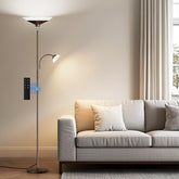 Sibrille brown torchiere lamp base provides stable corner lighting.