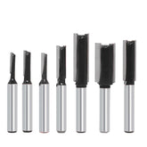 SICWOOD 7pc straight router bit set for precise cabinet grooves.